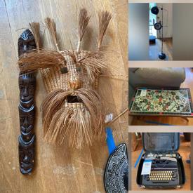 MaxSold Auction: This online auction features tribal masks, typewriters, leather sofa, Hummels, steins, clay figurines, board games, cameras, TV, vinyl records, printer, MCM lighting, costume mosaic dining table, area rugs, vintage furniture, small kitchen appliances, crocks, vintage bottles, vintage trunk, woven tapestries and much more!
